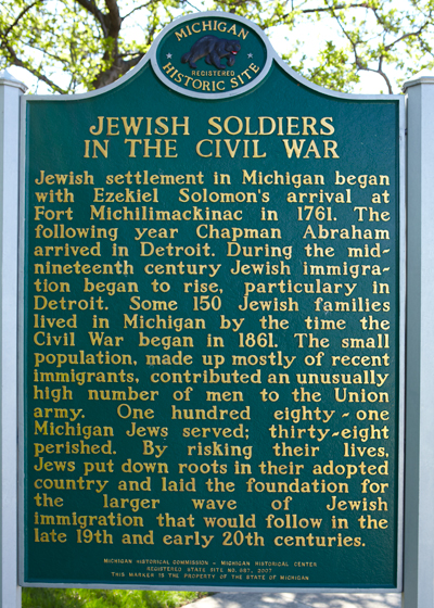 Jewish soldiers in the Civil War MI Historic Marker